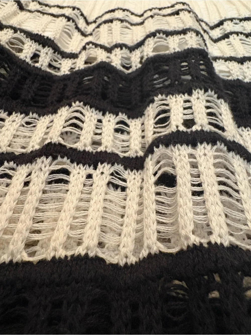 Abercrombie & Fitch Black & Ivory Crochet Knit Maxi Dress - MEDIUM